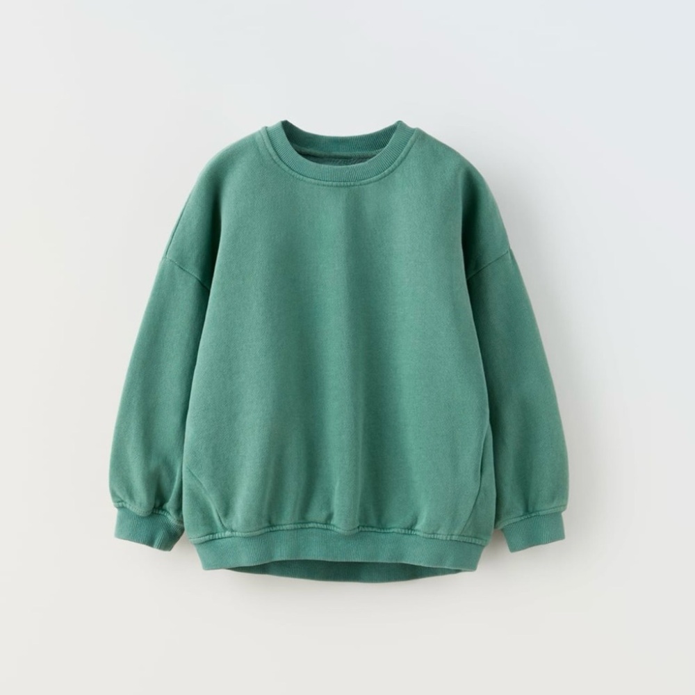 Zara Kids Washed Green Seamed Sweatshirt 3-4T
